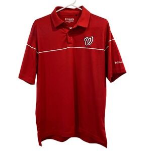 Columbia Golf Washington Nationals MLB Red Omni Wick Polo‎ Shirt Men's Large